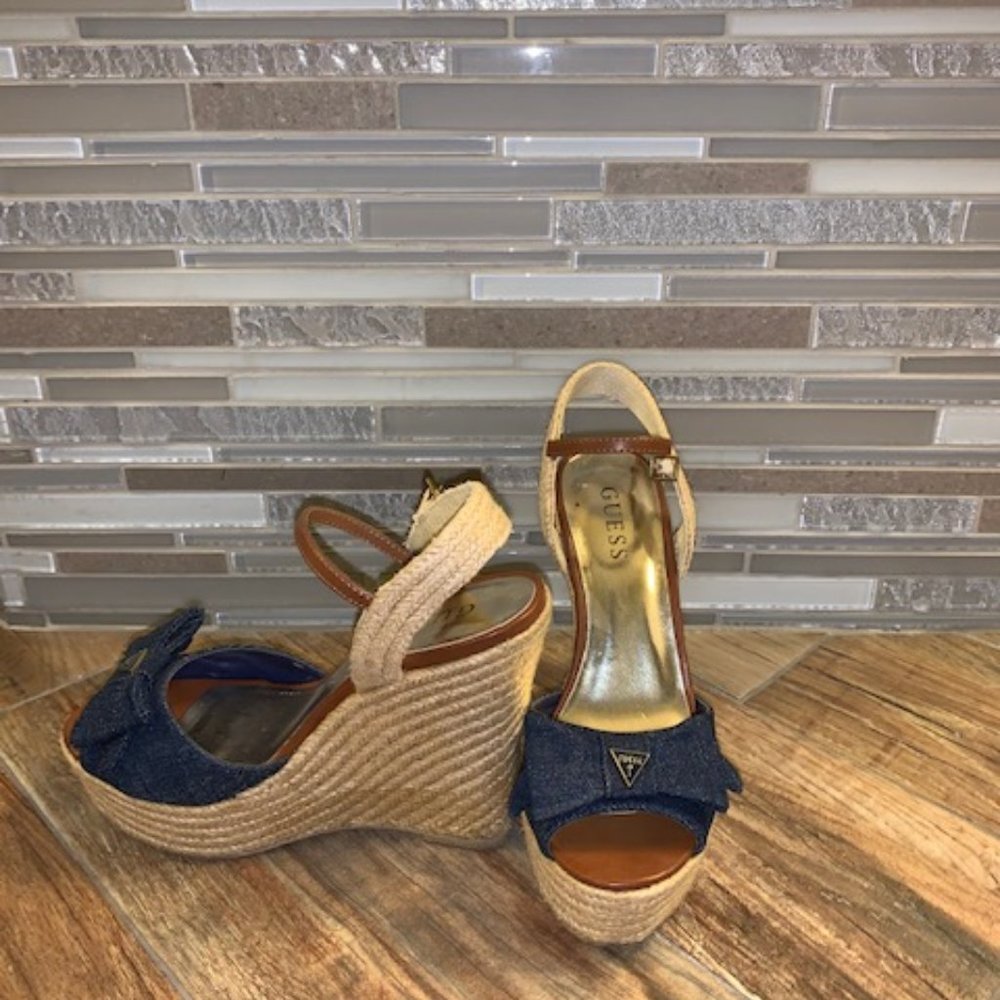 Guess Denim Wedge sandal size 7.5